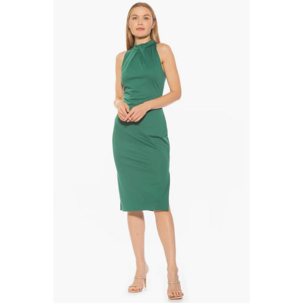 Alexia Admor Women's Mila Pleated Sleeveless Green Midi Dress In Large